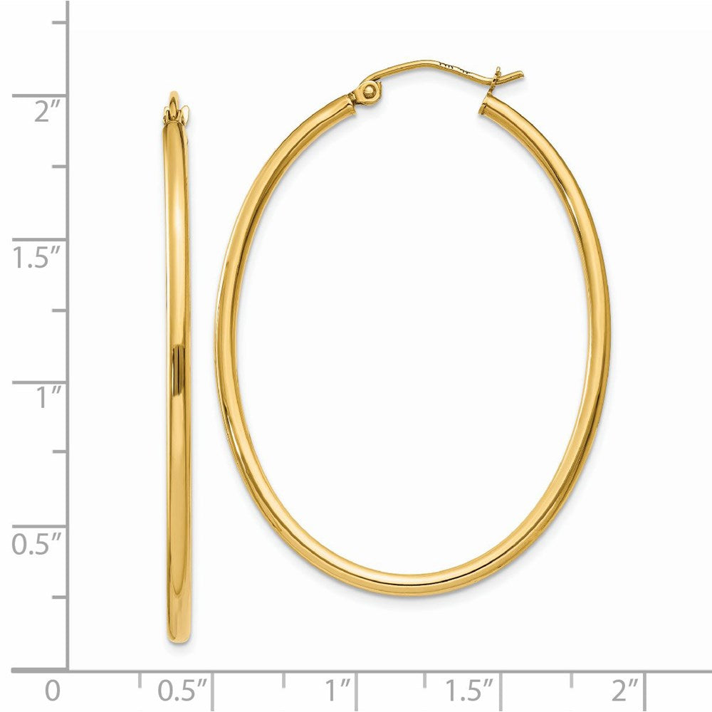 14k Yellow Gold 34.5 mm Oval Polished Hoop Earring (2.02 grams)