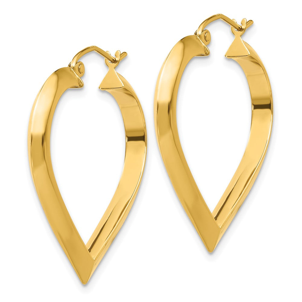 14k Yellow Gold 3 mm Polished Heart Hoop Earring (2.55 grams)