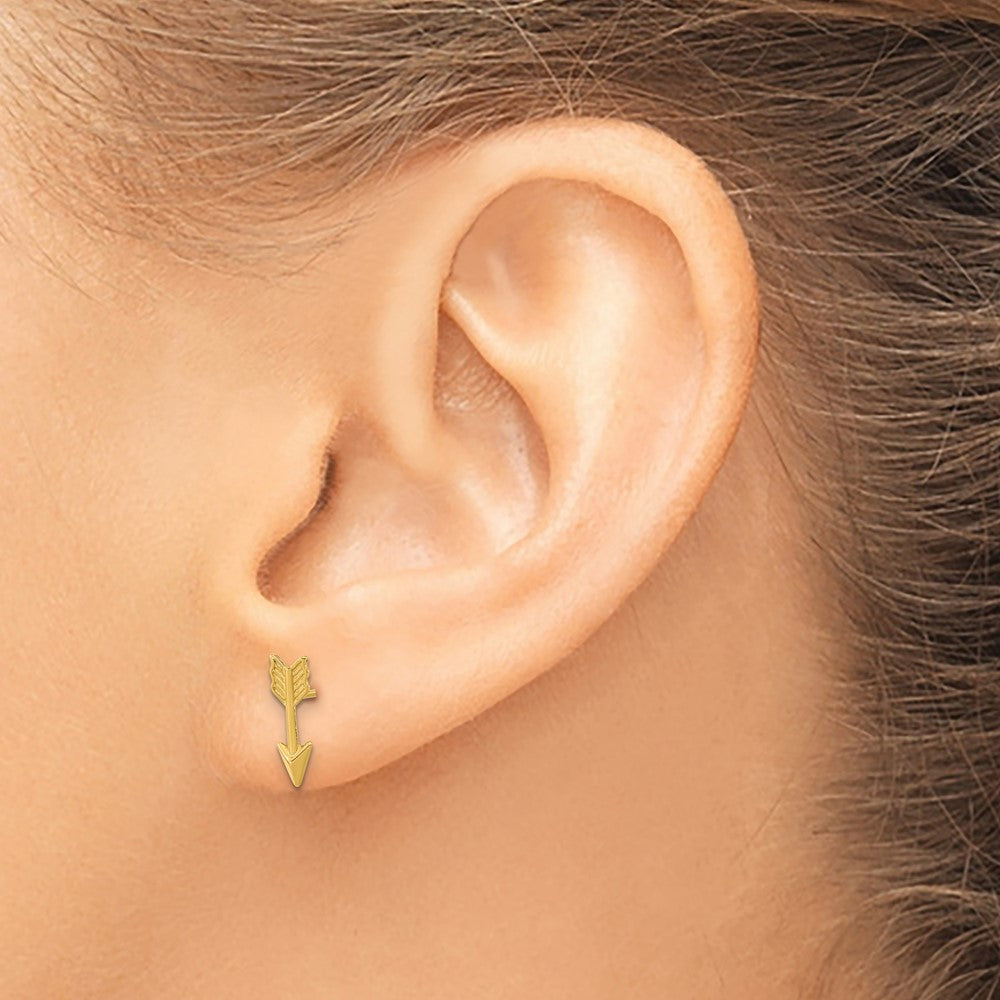 14k Yellow Gold 4 mm Gold Polished Arrow Post Earrings (0.73 grams)