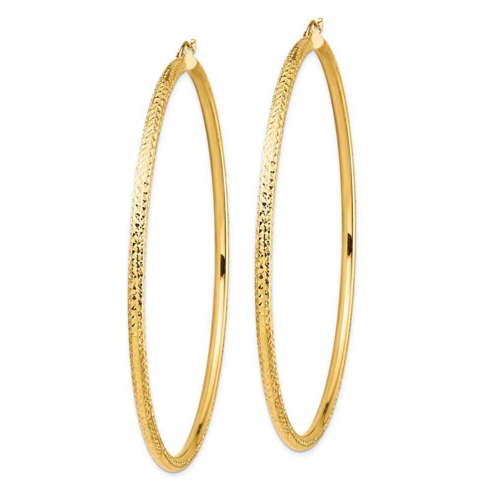 14k Yellow Gold 79.2 mm Diamond-cut Hoop Earrings (6 grams)