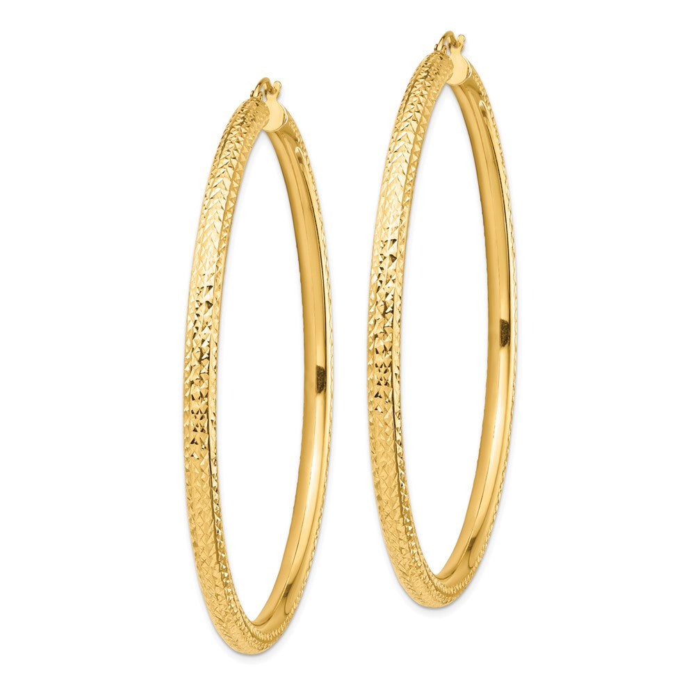 14k Yellow Gold 70.5 mm Lightweight Round Tube Hoop Earrings (7.16 grams)