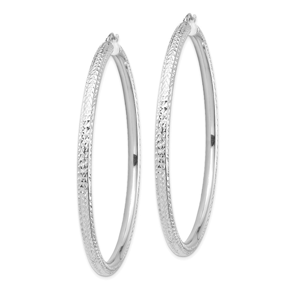 14k White Gold 70.5 mm Lightweight Round Tube Hoop Earrings (6.71 grams)