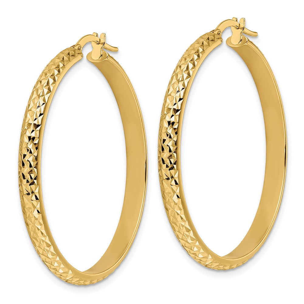 14k Yellow Gold 38.2 mm Polished Diamond Cut Hoop Earrings (4.09 grams)