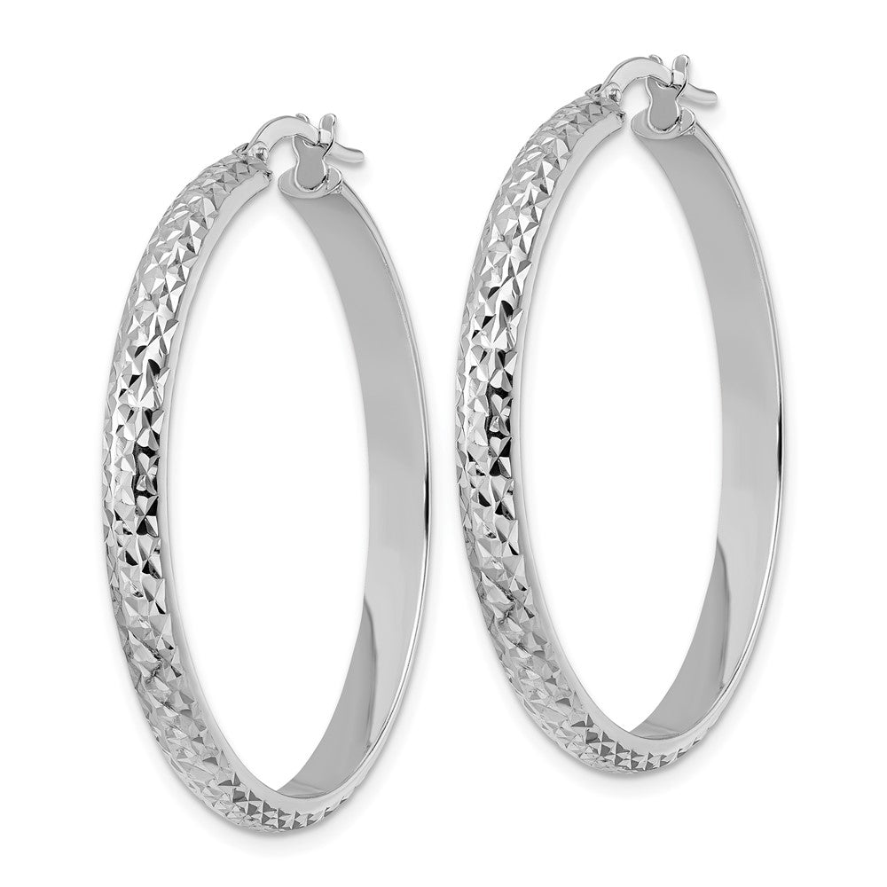 14k White Gold 38.95 mm  Diamond Cut Hoop Earrings (4.03 grams)