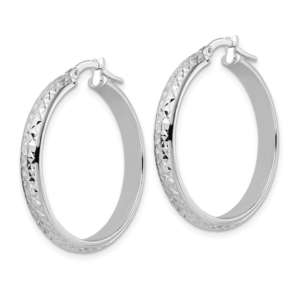 14k White Gold 28.84 mm  Diamond Cut Hoop Earrings (2.92 grams)