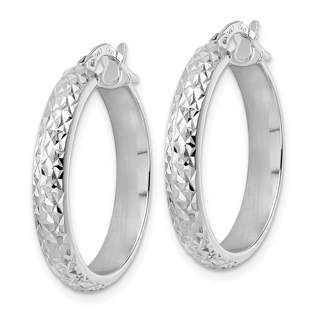 14k White Gold 23.73 mm  Diamond Cut Hoop Earrings (2.45 grams)