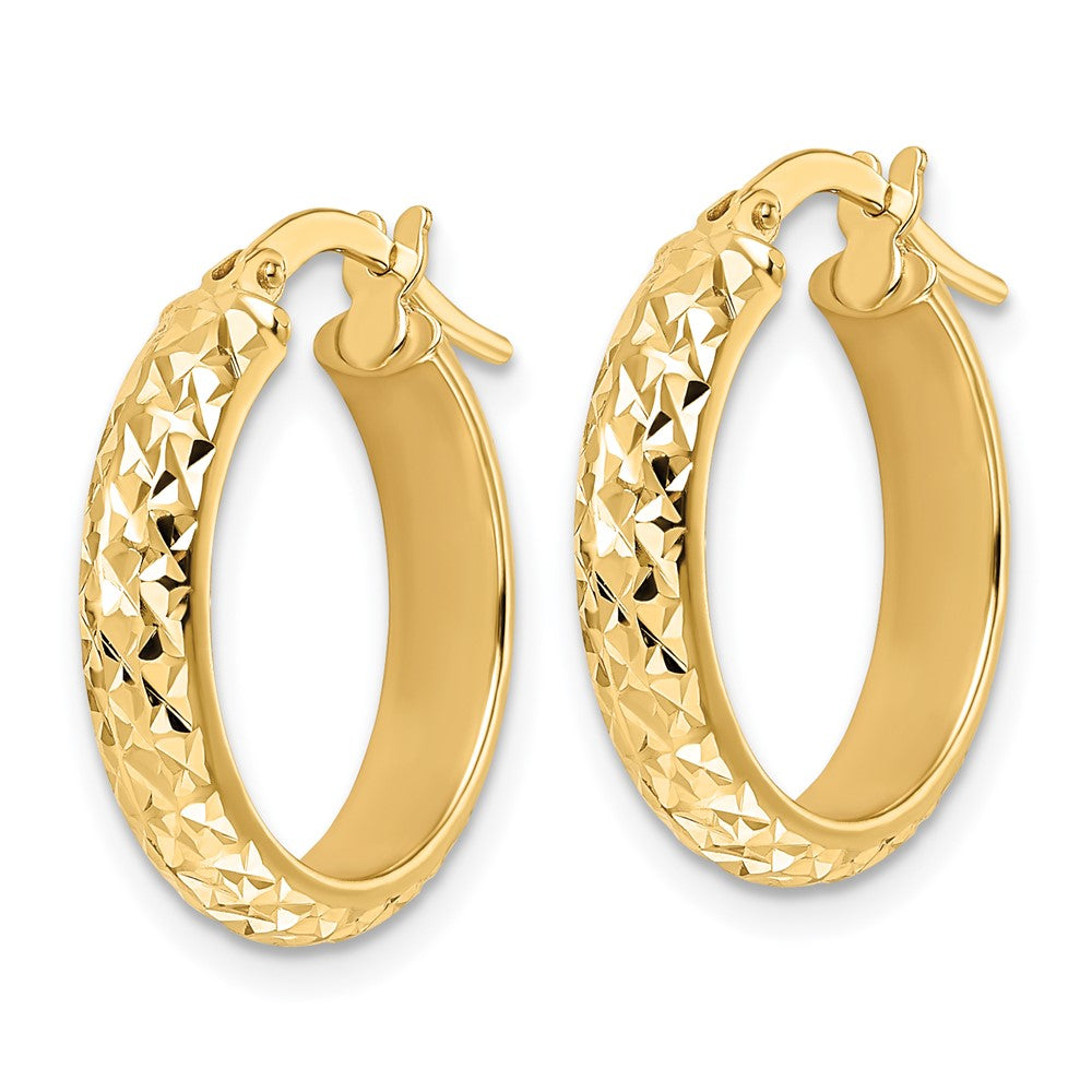 14k Yellow Gold 17.34 mm Polished Diamond Cut Hoop Earrings (1.85 grams)