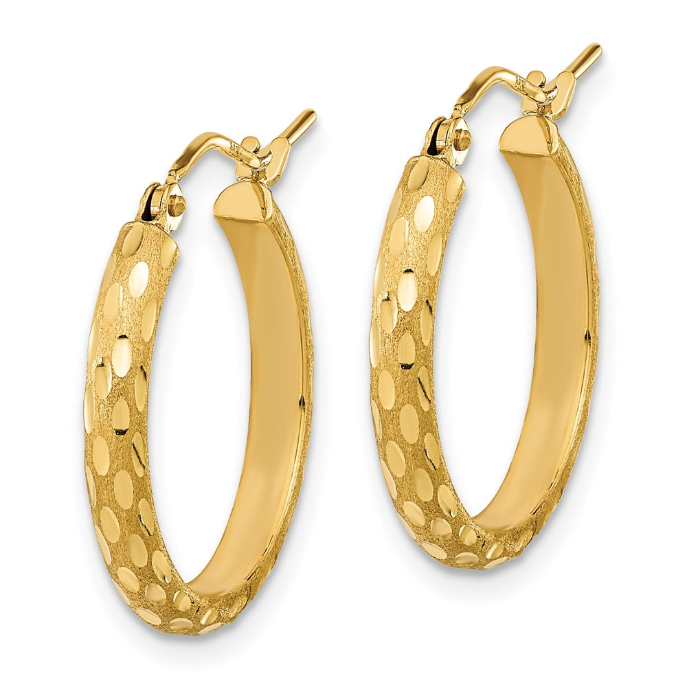 14k Yellow Gold 19.86 mm Polished and Satin Diamond-cut Hoop Earrings (1.41 grams)