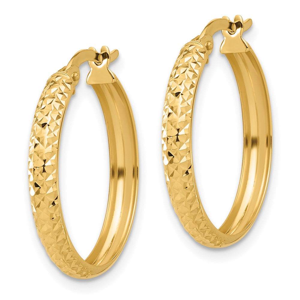 14k Yellow Gold 22 mm Polished and Diamond-cut Hoop Earrings (1.63 grams)