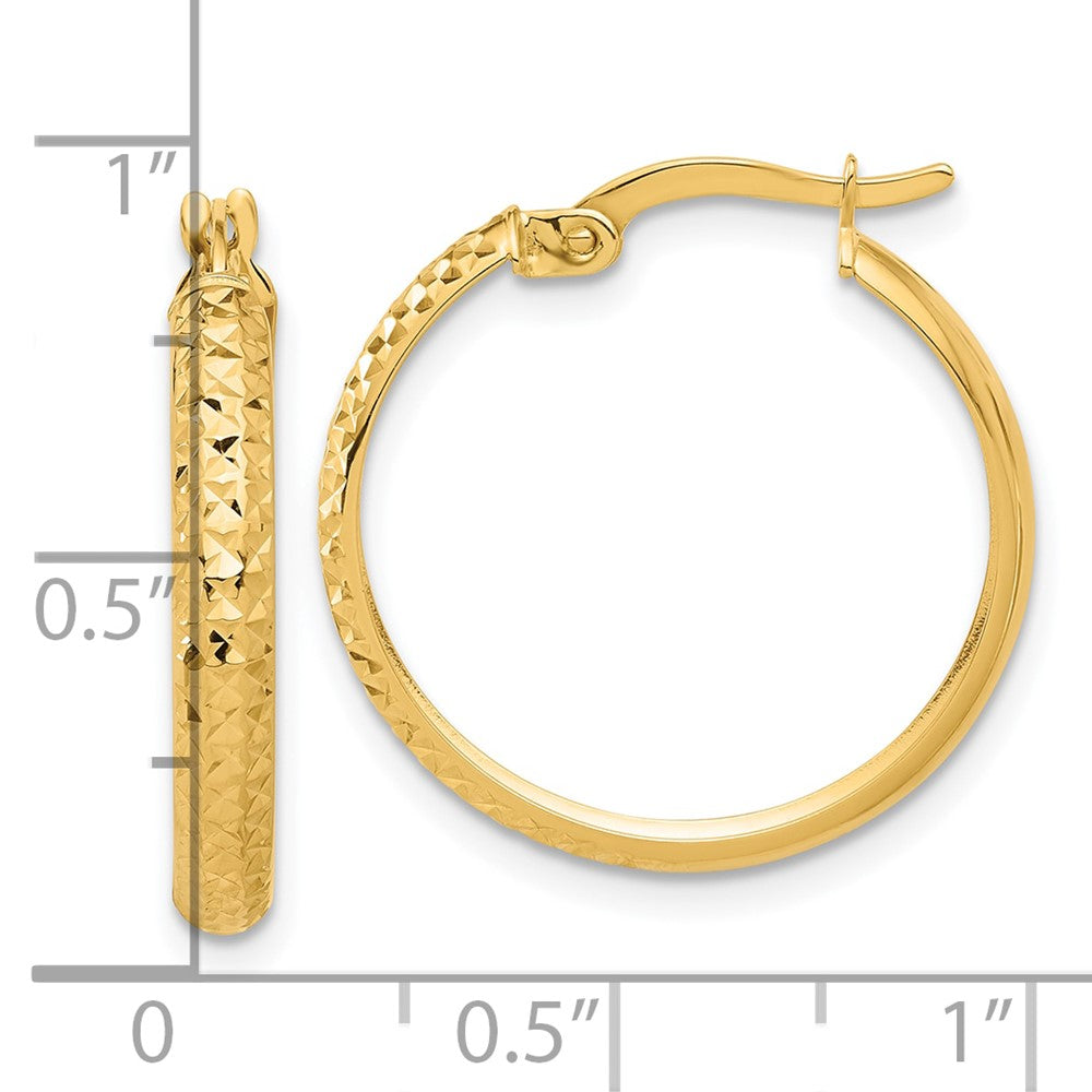 14k Yellow Gold 22 mm Polished and Diamond-cut Hoop Earrings (1.63 grams)
