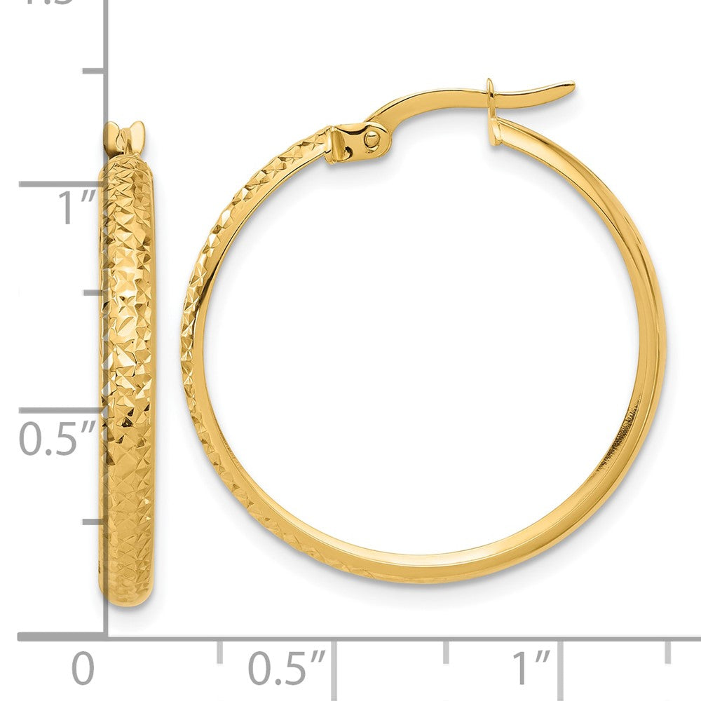 14k Yellow Gold 26.5 mm Polished and Diamond-cut Hoop Earrings (1.94 grams)