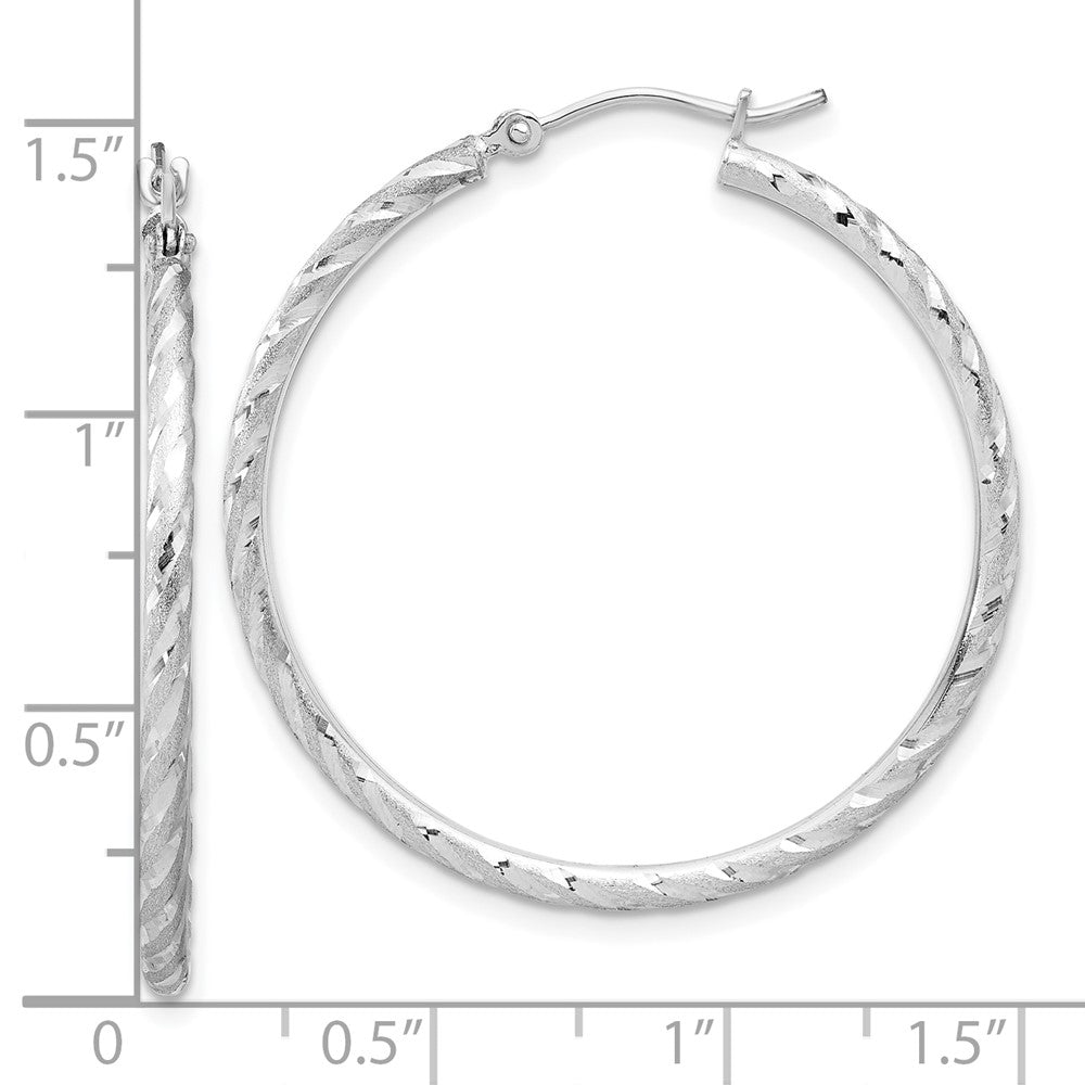 14k White Gold 35 mm Hoop Earrings (2.01 grams)
