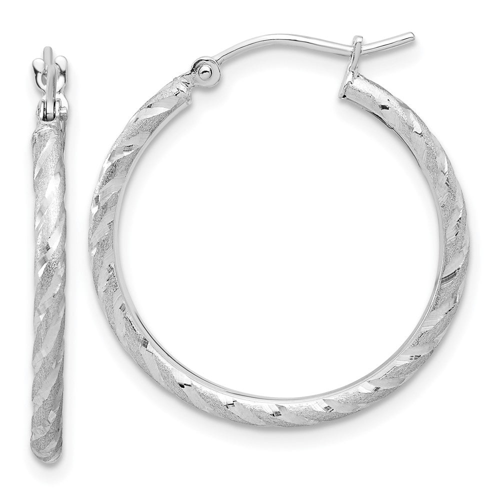 14k White Gold 24.9 mm Hoop Earrings (1.35 grams)