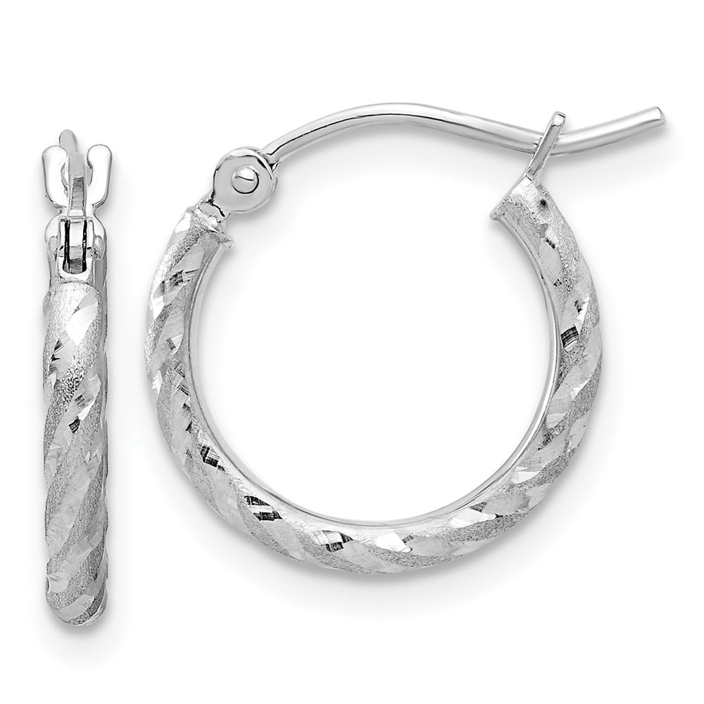 14k White Gold 14.75 mm Hoop Earrings (0.94 grams)