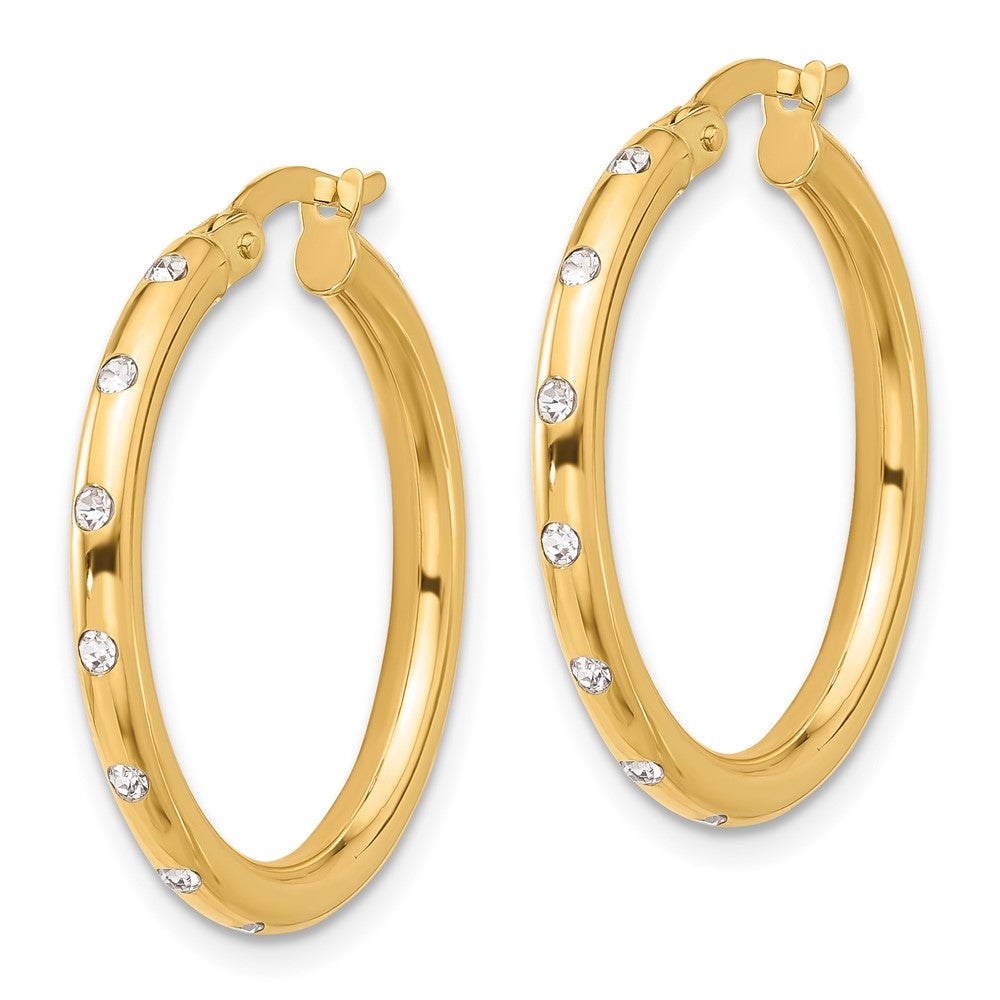 14k Yellow Gold 24.8 mm Polished CZ Hoop Earrings (2.69 grams)