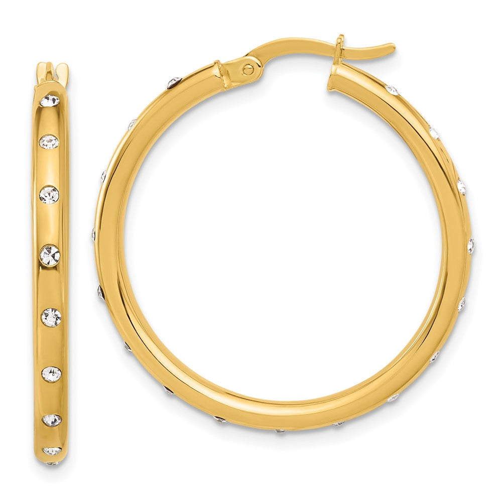 14k Yellow Gold 29.75 mm Polished CZ Hoop Earrings (3.34 grams)