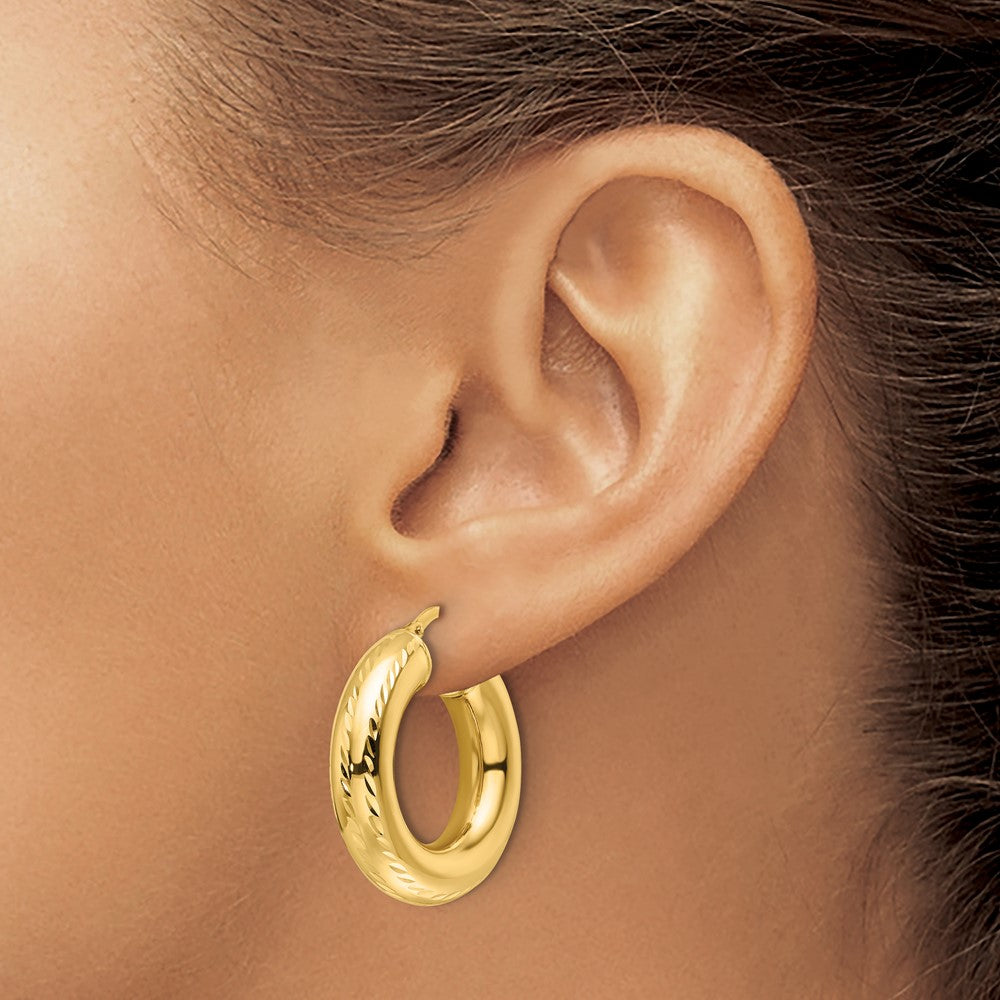 14k Yellow Gold 25.75 mm Hollow Round Hoop Earrings (4.1 grams)