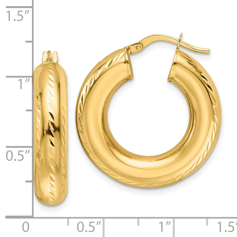 14k Yellow Gold 25.75 mm Hollow Round Hoop Earrings (4.1 grams)