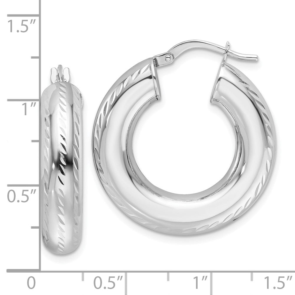 14k White Gold 25.75 mm Hollow Round Hoop Earrings (4.13 grams)