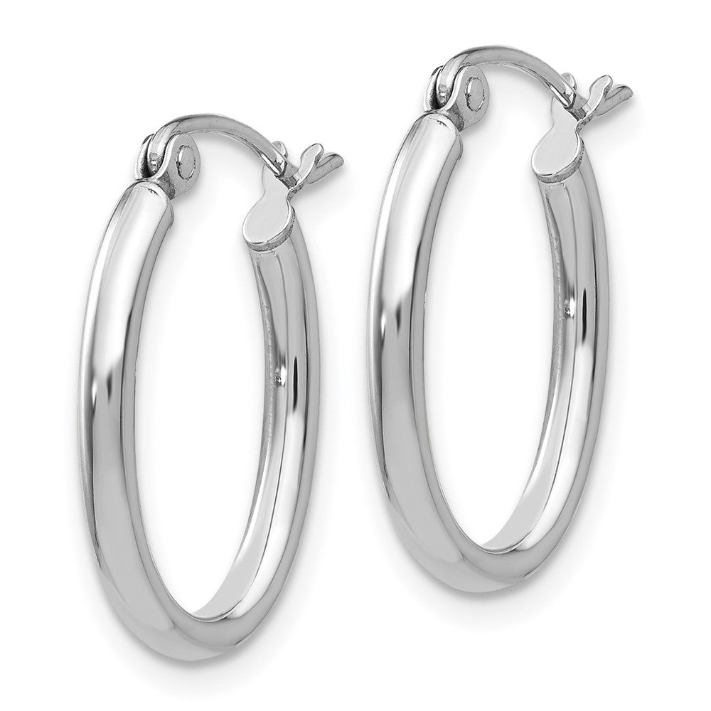 14k White Gold 13.5 mm Oval Tube Hoop Earrings (1.02 grams)