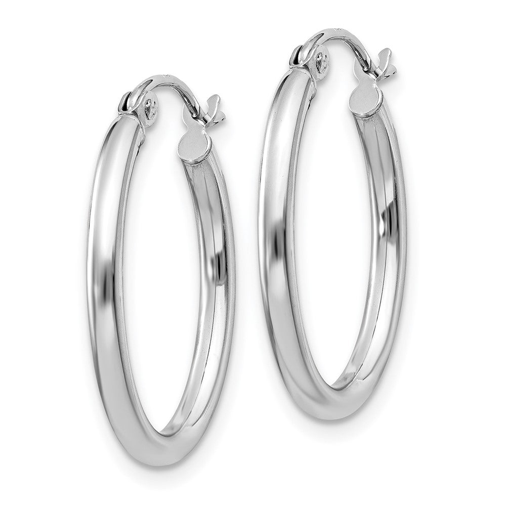 14k White Gold 18 mm Oval Tube Hoop Earrings (1.23 grams)