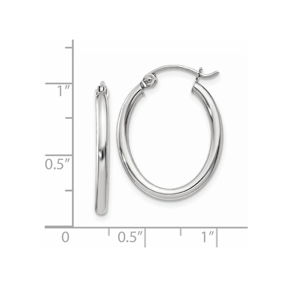 14k White Gold 18 mm Oval Tube Hoop Earrings (1.23 grams)