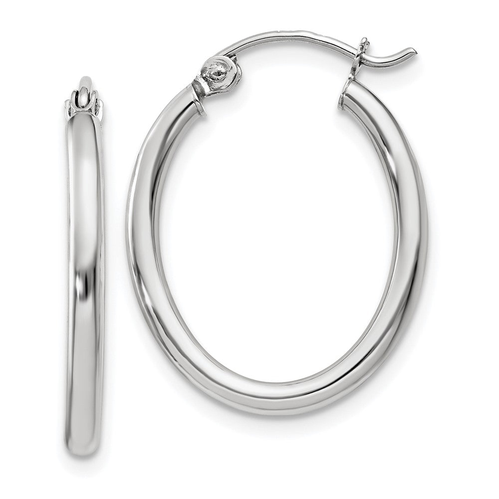 14k White Gold 18 mm Oval Tube Hoop Earrings (1.23 grams)