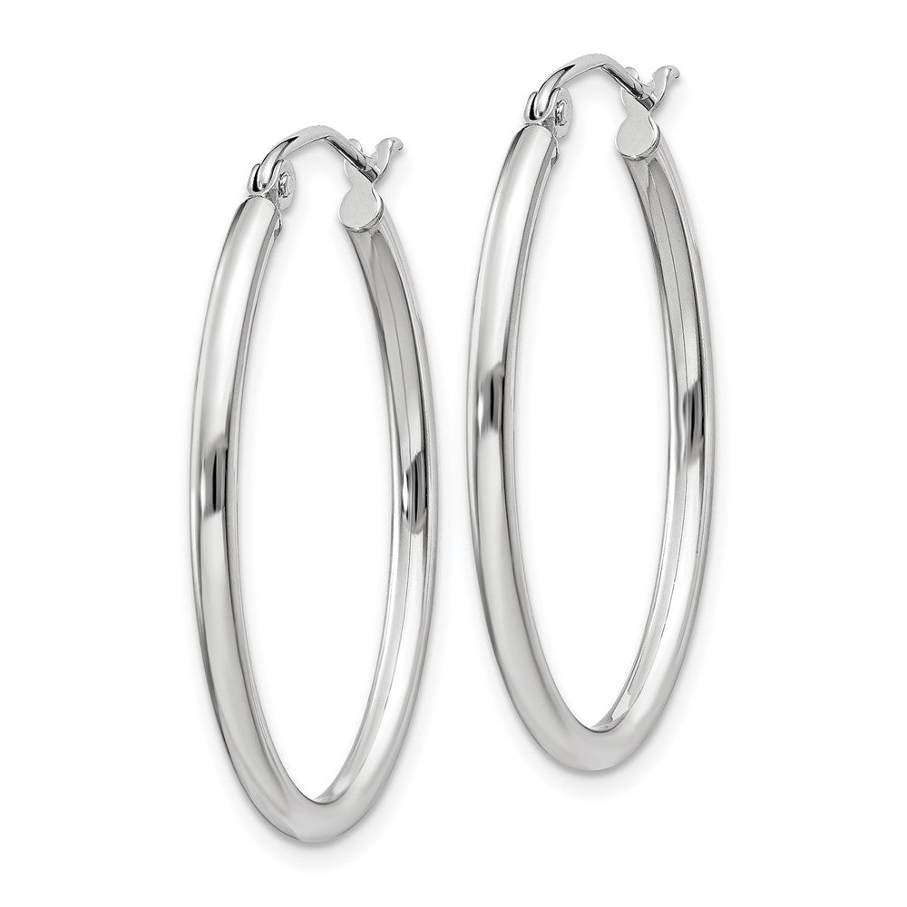 14k White Gold 21 mm Oval Tube Hoop Earrings (1.59 grams)