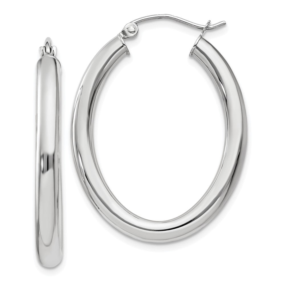14k White Gold 24 mm Oval Tube Hoop Earrings (2.23 grams)
