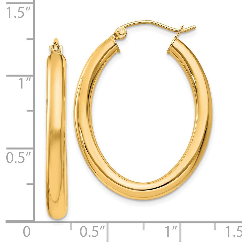 14k Yellow Gold 24 mm Oval Tube Hoop Earrings (1.97 grams)