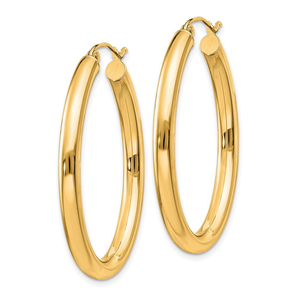 14k Yellow Gold 28.2 mm Oval Tube Hoop Earrings (2.31 grams)