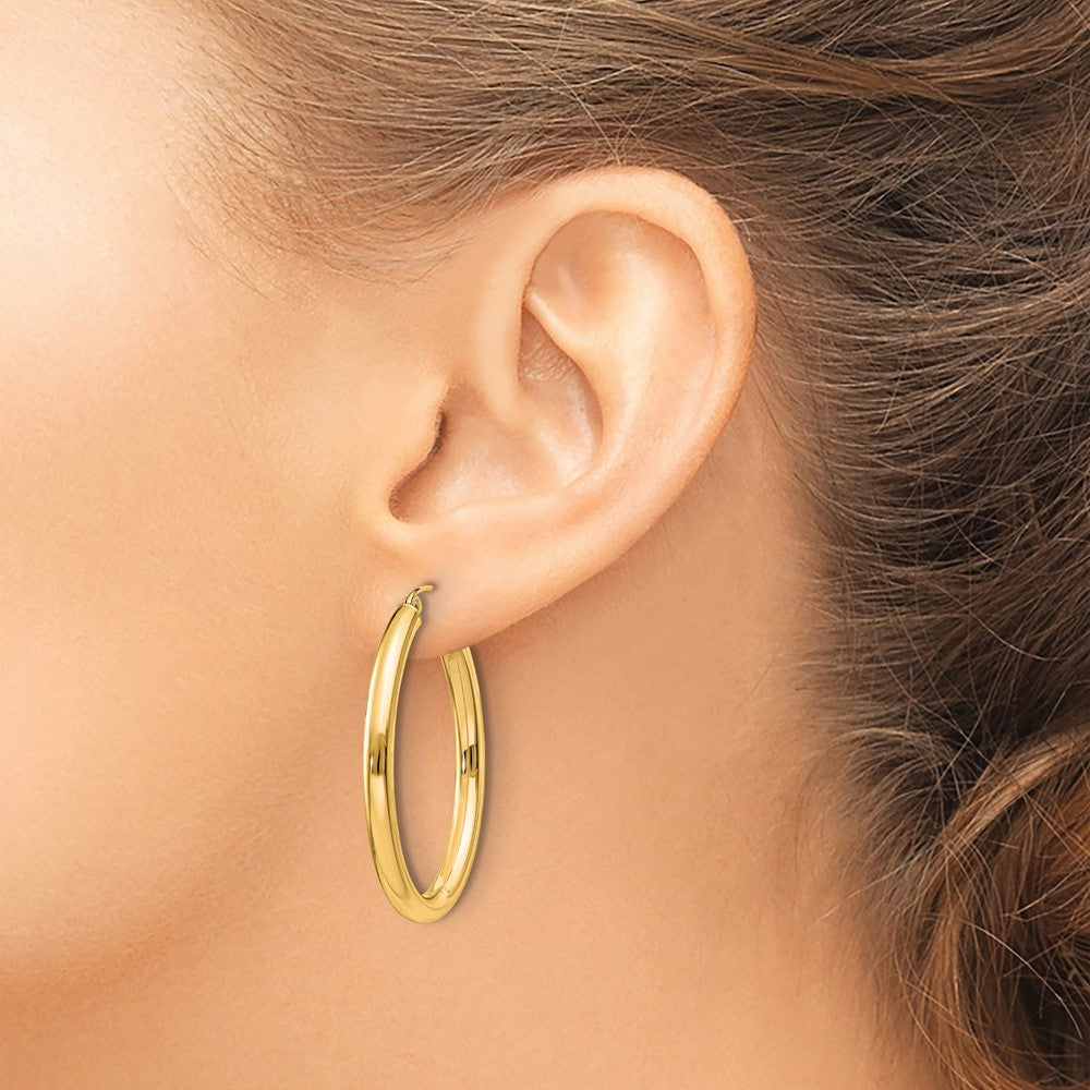 14k Yellow Gold 28.2 mm Oval Tube Hoop Earrings (2.31 grams)