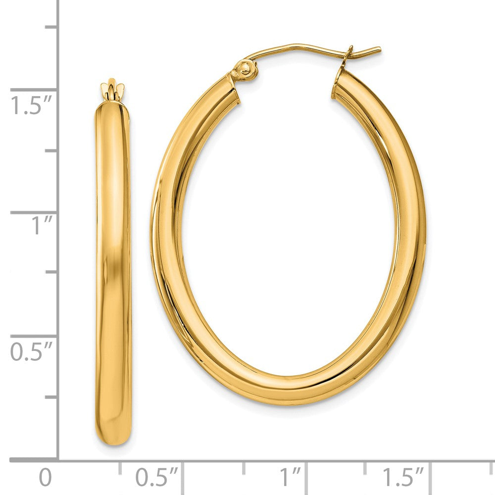 14k Yellow Gold 28.2 mm Oval Tube Hoop Earrings (2.31 grams)
