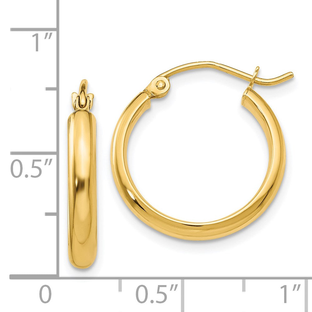 14k Yellow Gold 2.75 mm Round Tube Hoop Earrings (1.1 grams)