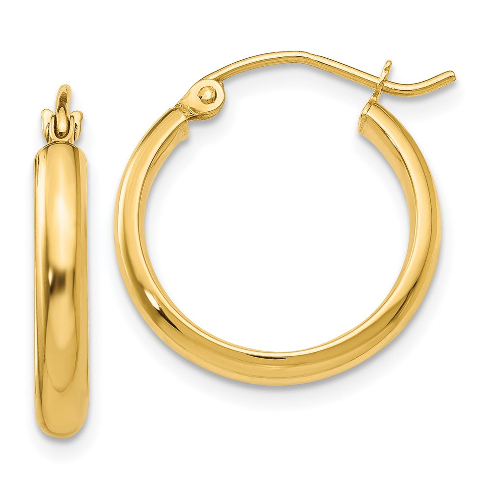 14k Yellow Gold 2.75 mm Round Tube Hoop Earrings (1.1 grams)