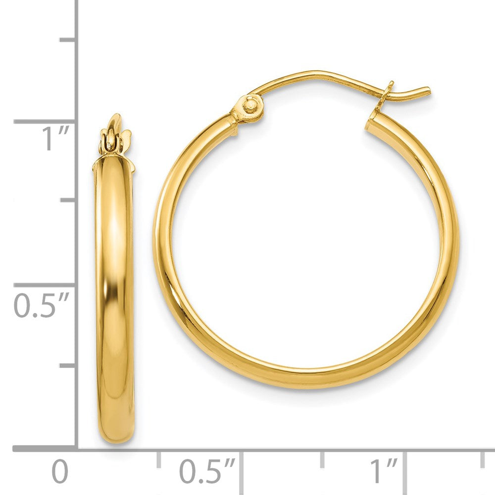 14k Yellow Gold 2.75 mm Round Tube Hoop Earrings (1.43 grams)