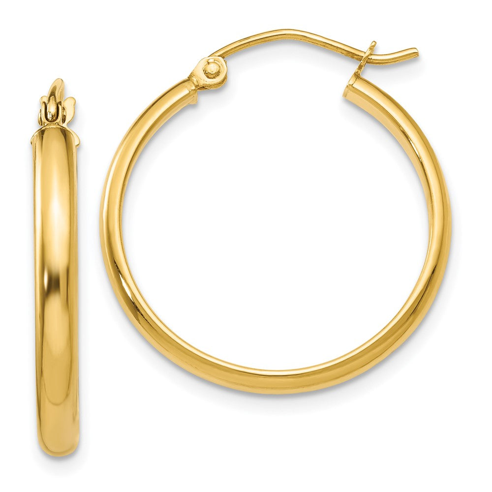 14k Yellow Gold 2.75 mm Round Tube Hoop Earrings (1.43 grams)