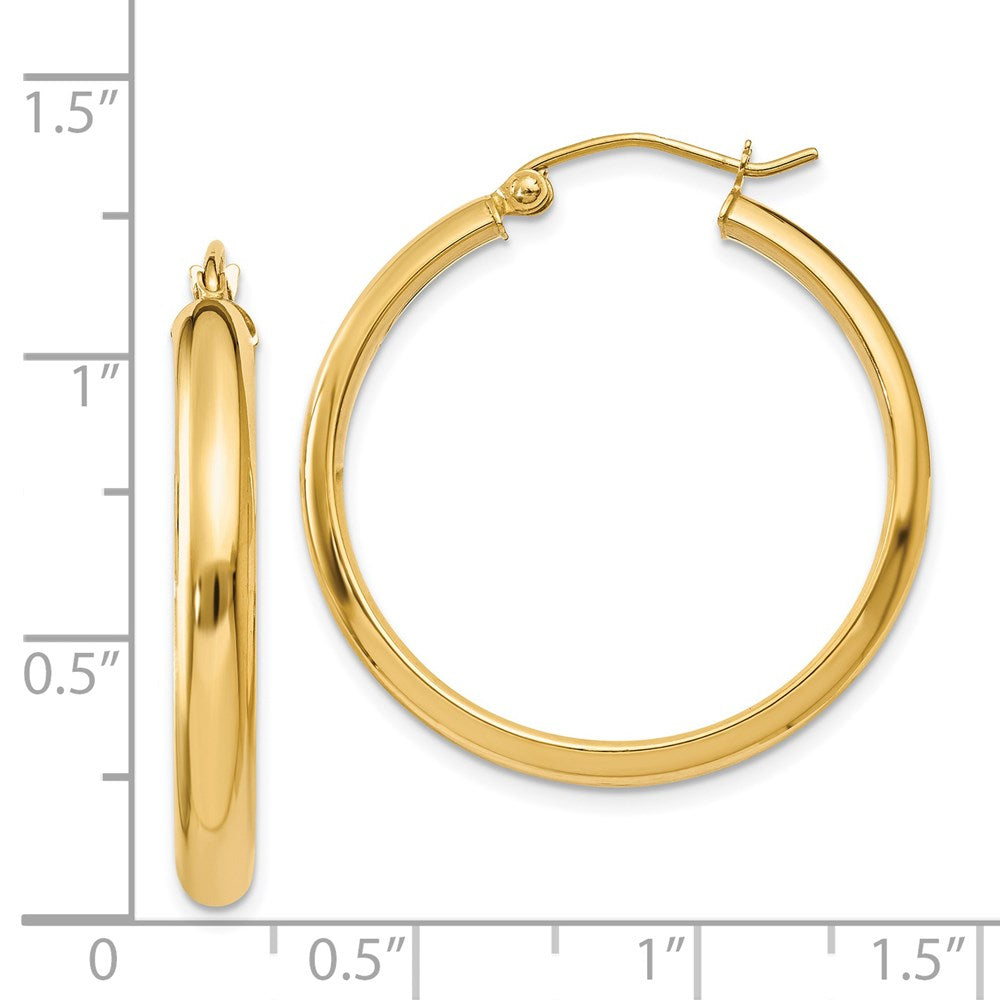 14k Yellow Gold 3.75 mm Round Tube Hoop Earrings (2.45 grams)