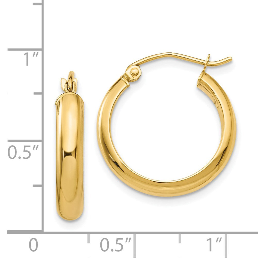 14k Yellow Gold 3.75 mm Round Tube Hoop Earrings (1.38 grams)