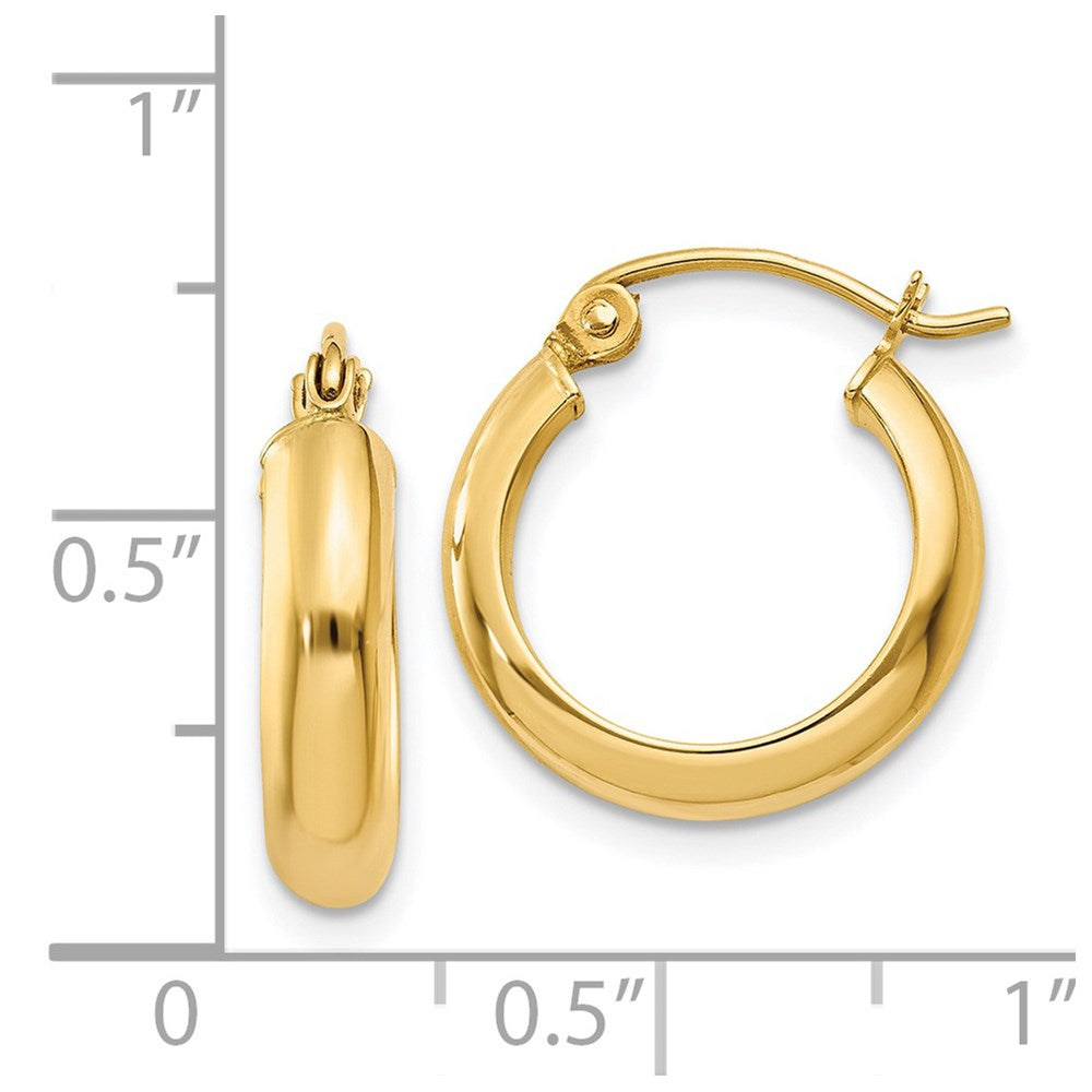 14k Yellow Gold 3.75 mm Round Tube Hoop Earrings (1.24 grams)