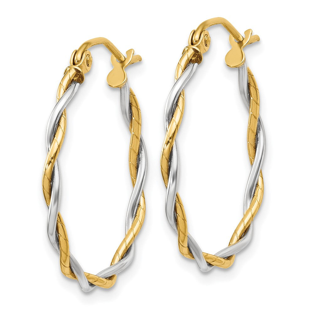 14k Two-tone 23 mm Twisted Hoop Earrings (1.47 grams)