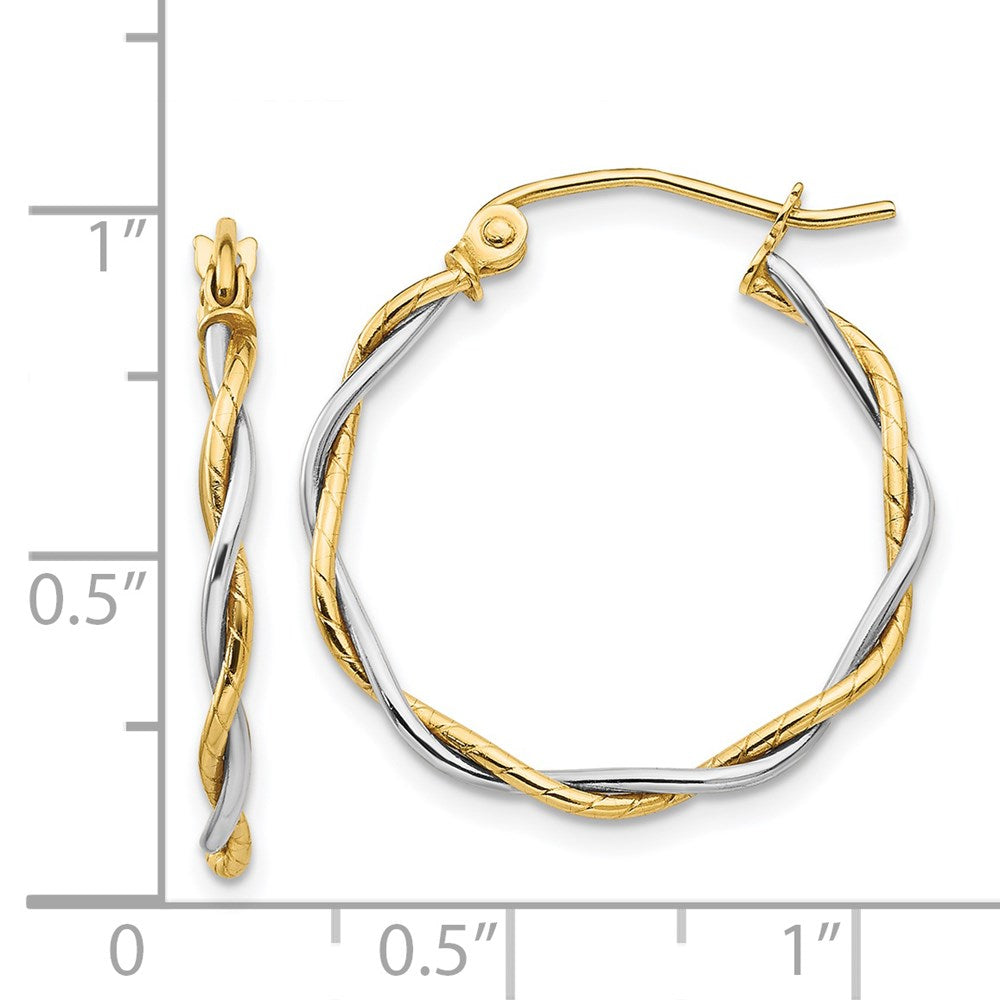 14k Two-tone 23 mm Twisted Hoop Earrings (1.47 grams)