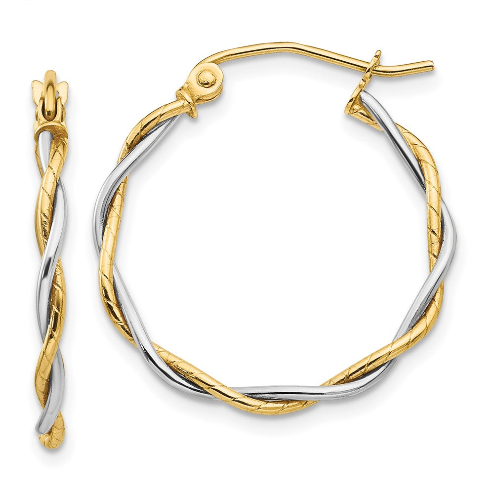 14k Two-tone 23 mm Twisted Hoop Earrings (1.47 grams)