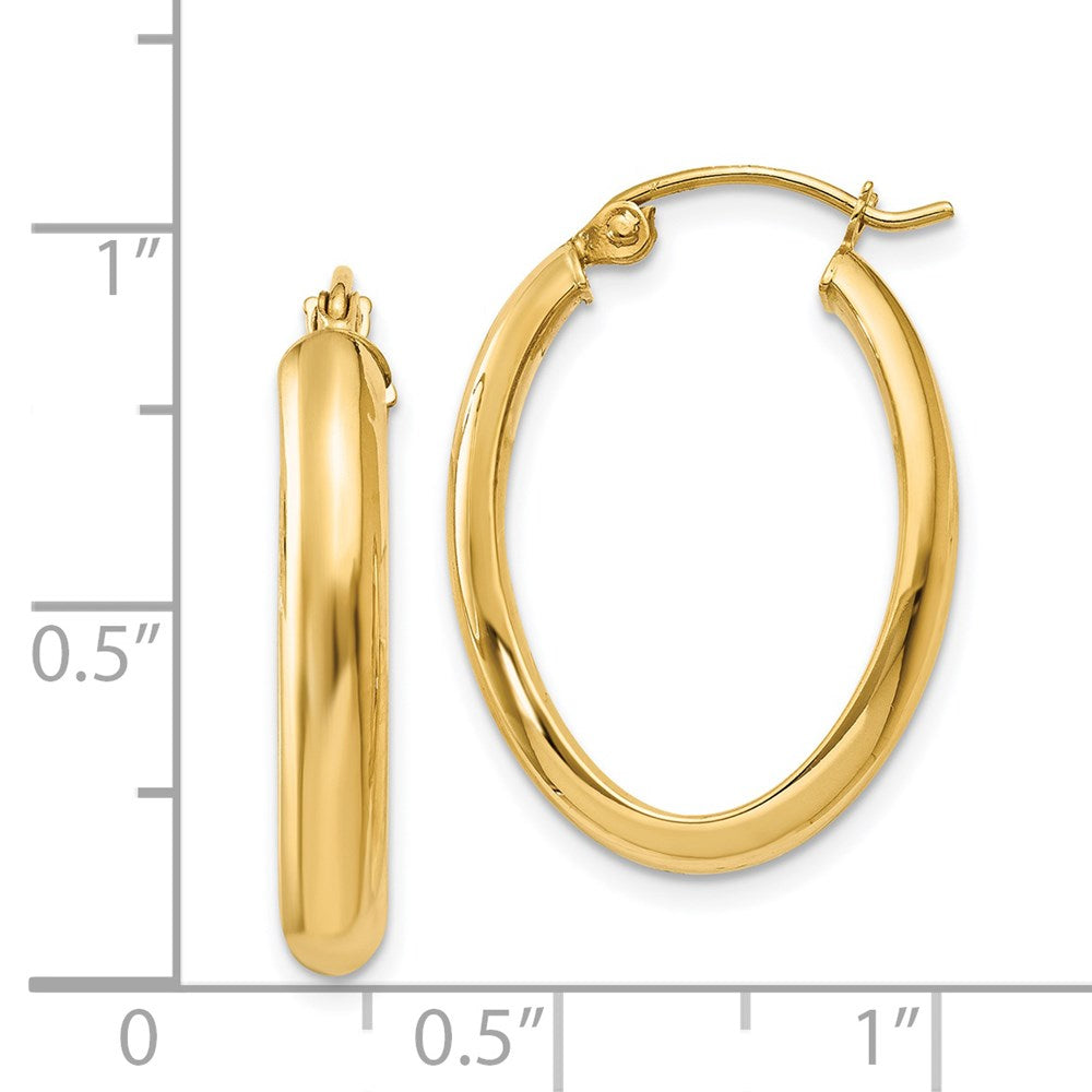 14k Yellow Gold 17 mm Oval Hoop Earrings (1.51 grams)