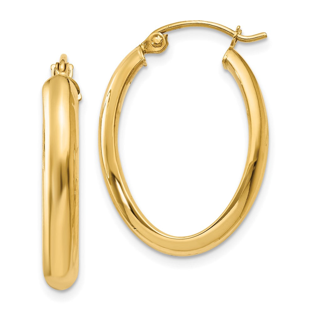 14k Yellow Gold 17 mm Oval Hoop Earrings (1.51 grams)