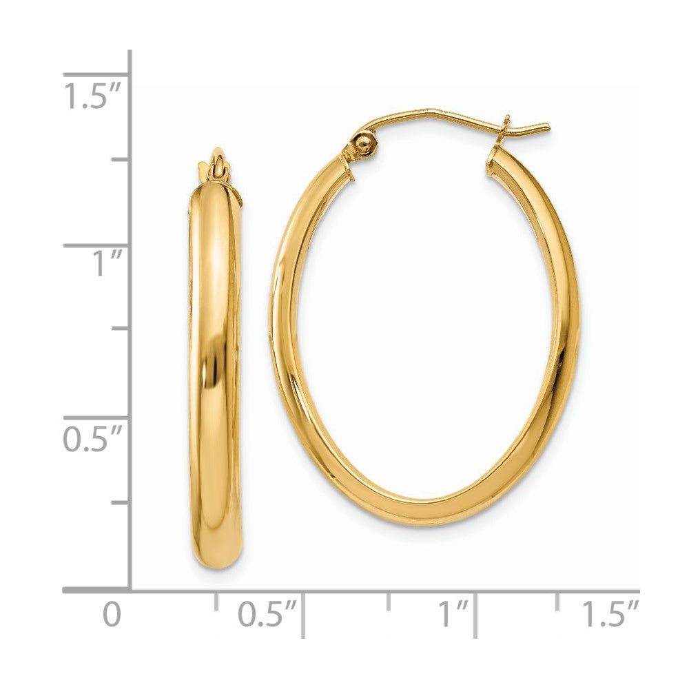 14k Yellow Gold 22 mm Oval Hoop Earrings (2.12 grams)