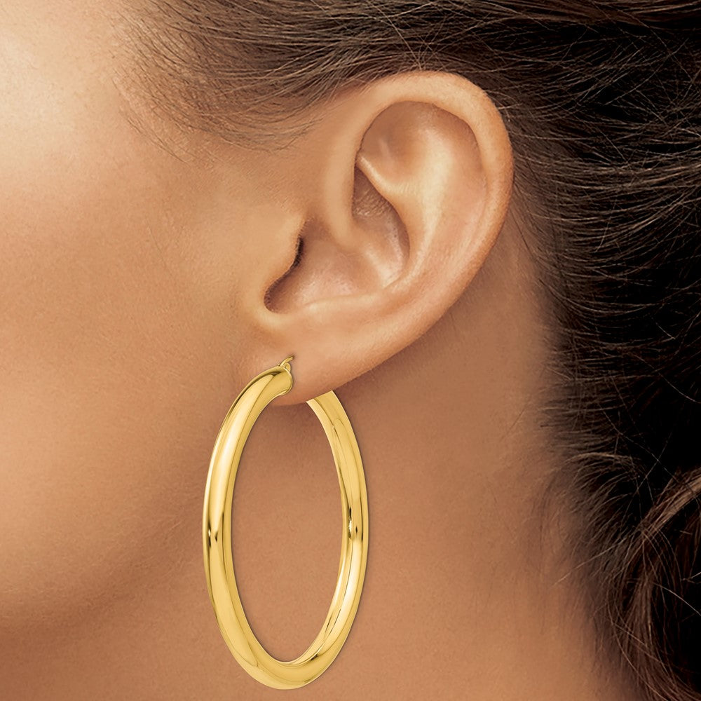 14k Yellow Gold 5 mm Tube Hoop Earrings (9.28 grams)