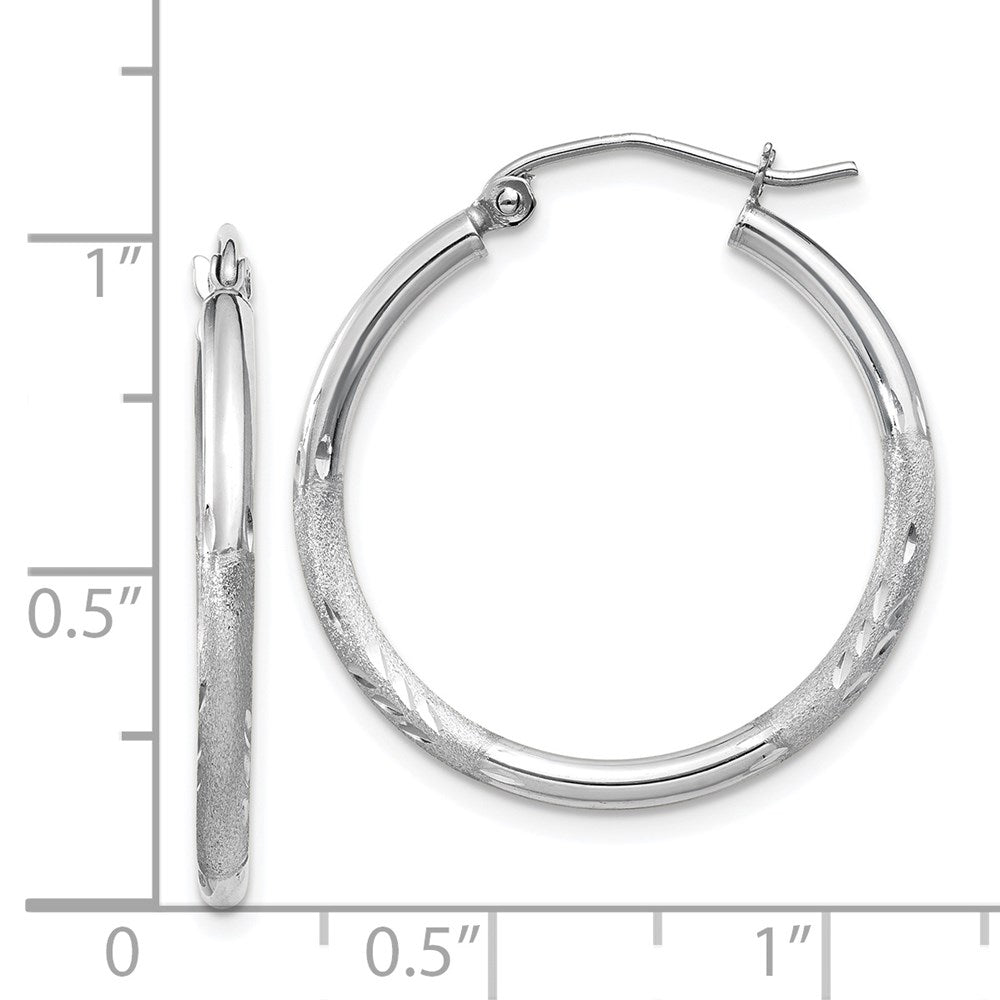 14k White Gold 2 mm Round Hoop Earrings (1.39 grams)