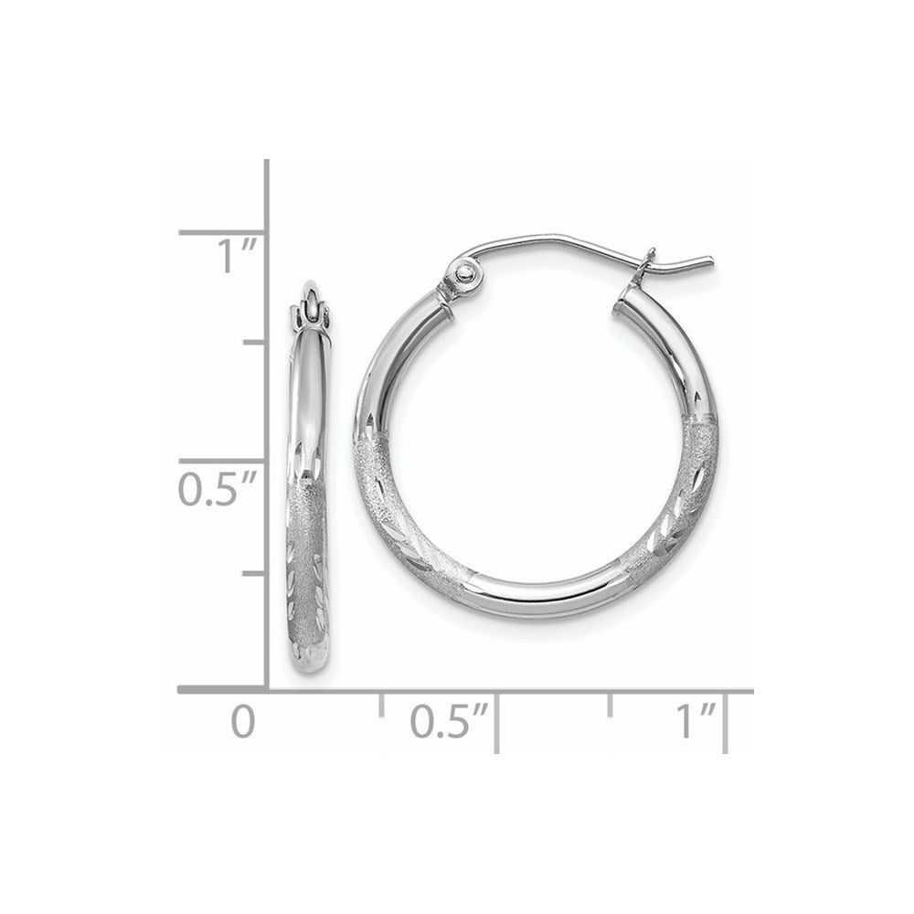 14k White Gold 2 mm Round Hoop Earrings (1.08 grams)