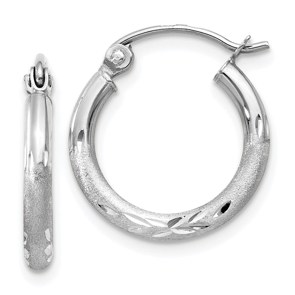 14k White Gold 2 mm Round Hoop Earrings (0.91 grams)